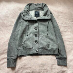 2000s Grey Button Up Sweatshirt